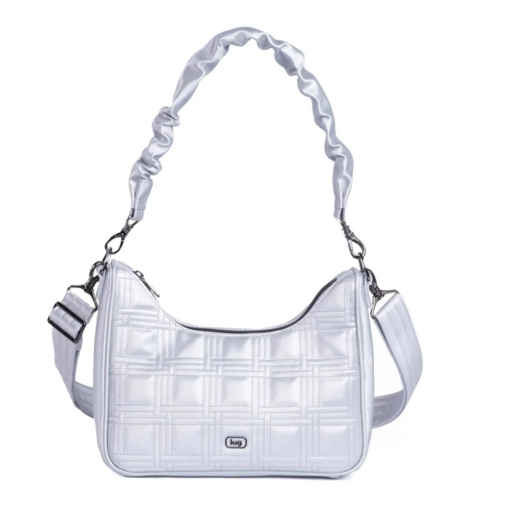 Lug Groove Satin Luxe VL Crossbody Bag Metallic Silver